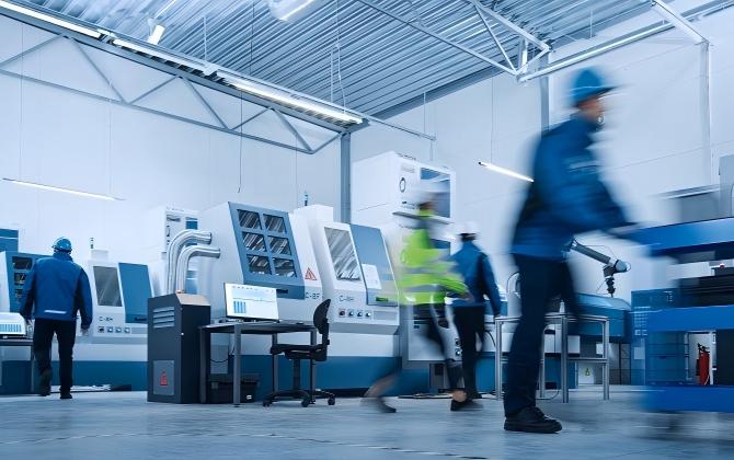 Armpre manufacturing facility showing the assembly line and strict quality control of industrial metal finishing machines.