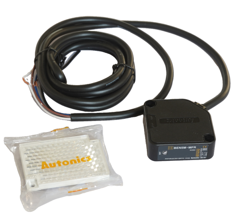 Autonics photoelectric sensor used in industrial belt deviation correction system