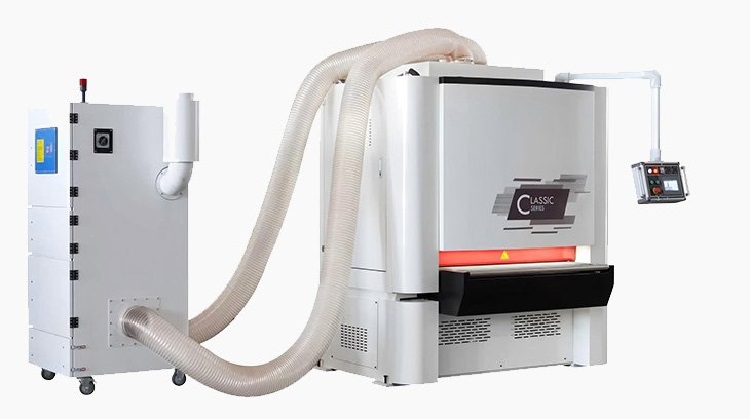 ARMPRE Dry mechanical deburring unit connected to an industrial dust collection system