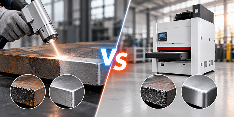 Laser cleaning gun vs mechanical deburring machine for laser oxide removal and edge rounding
